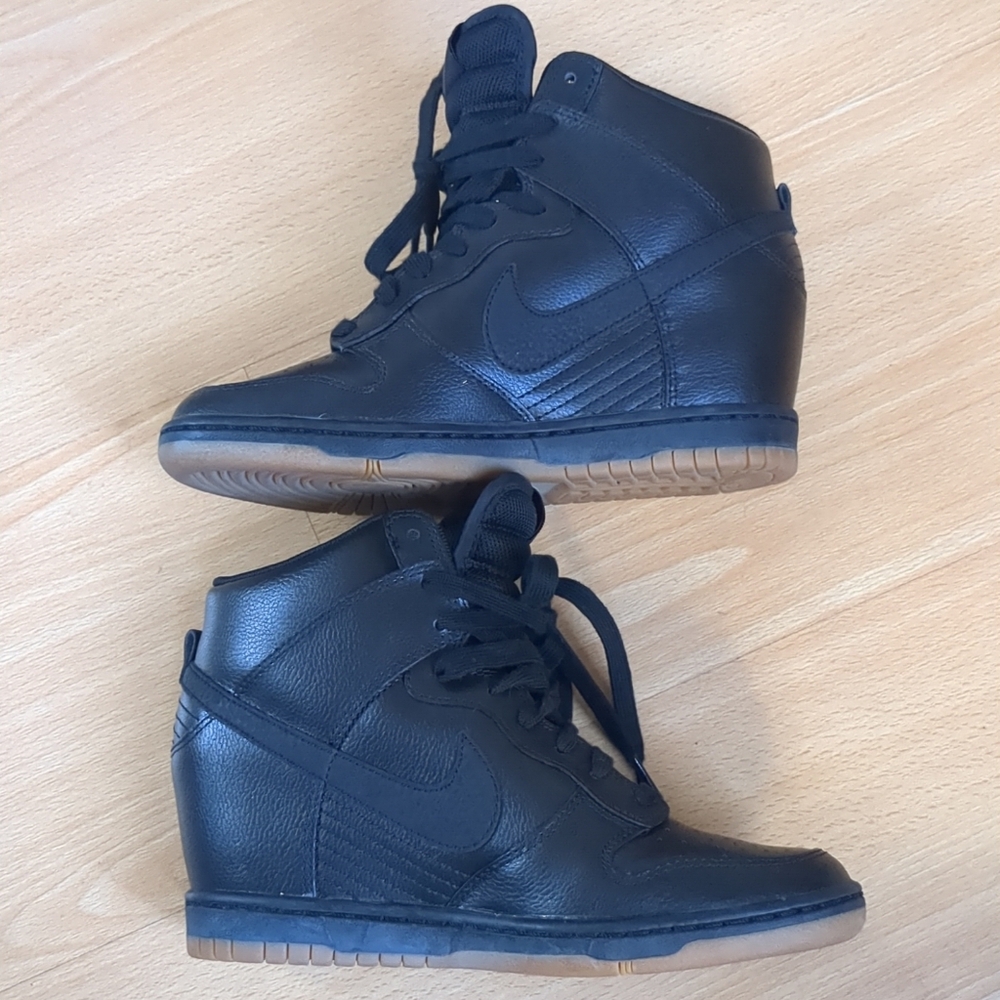 Nike Black Leather Wedge Sneakers